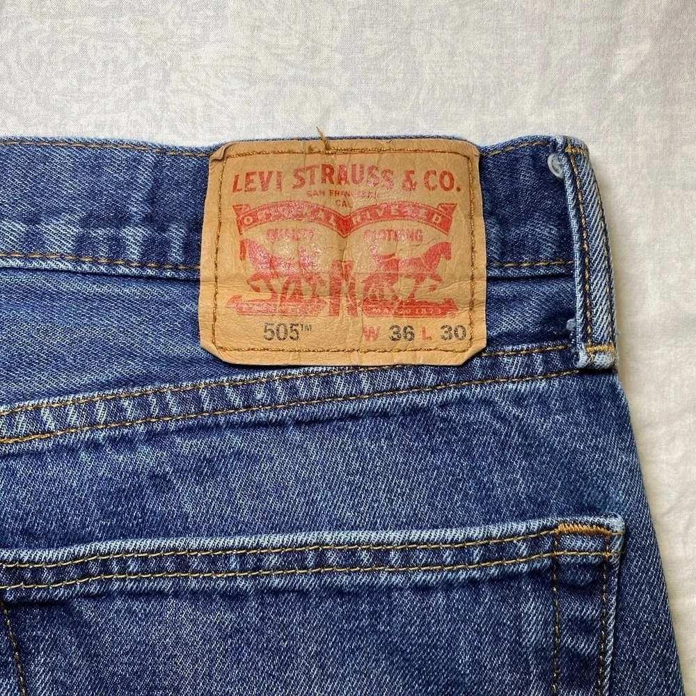 Levis 505 Jeans Mens 36x30 Blue Regular Straight Denim Classic